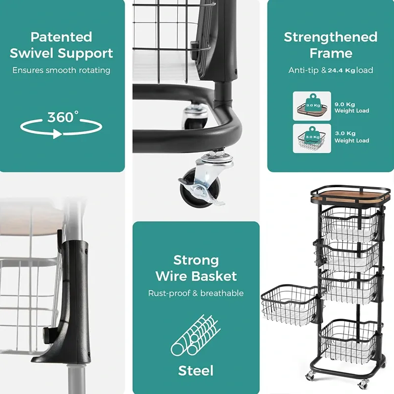 Weva Rotate 5 Layers Trolley with Lockable Wheels – Black product thumbnail 14