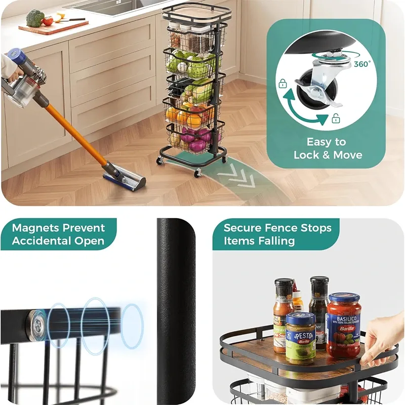 Weva Rotate 5 Layers Trolley with Lockable Wheels – Black product thumbnail 15