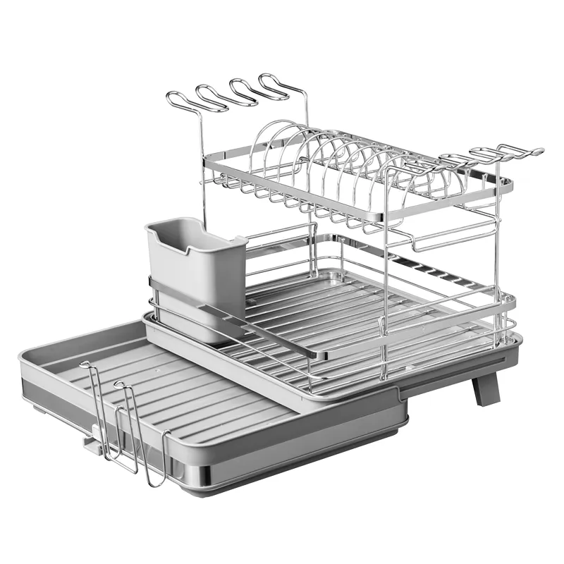 Weva Clara Dish Rack – Adjustable with Cup Holder – Steel/Grey product thumbnail 2