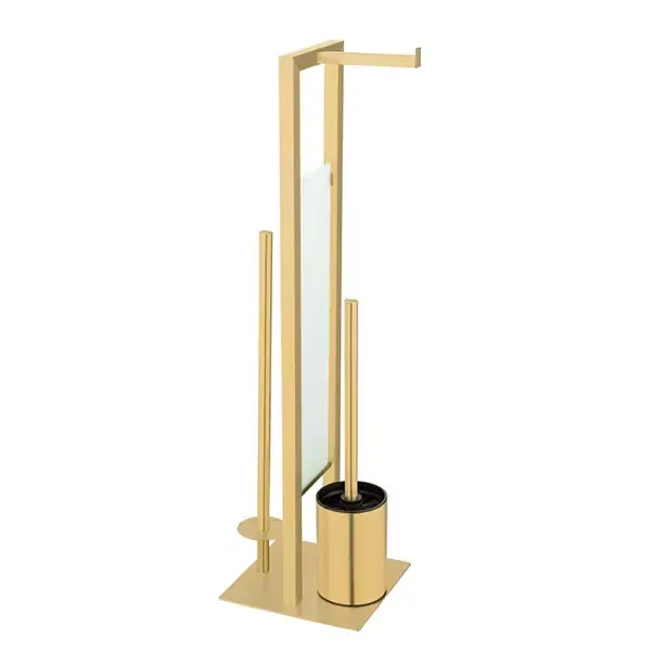 Wenko "Rivalta" Standing Toilet Paper Holder & Toilet Brush - Stainless Steel - Gold product thumbnail 4
