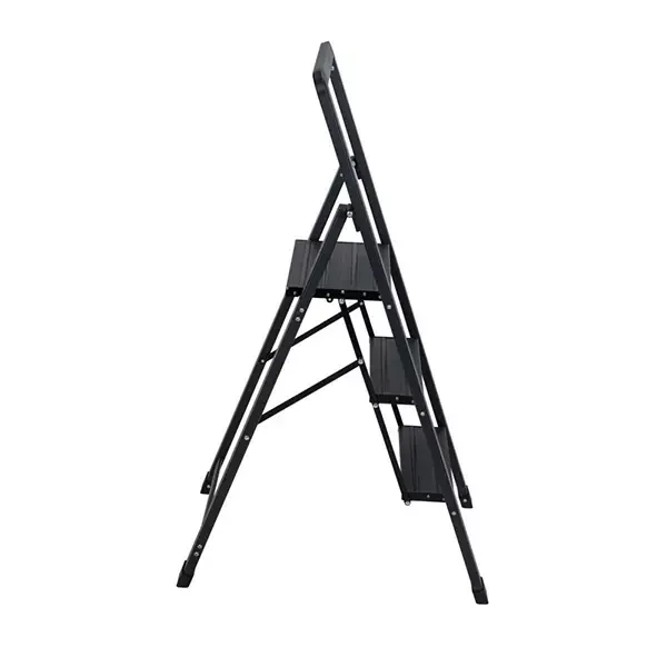 Wenko Alu-Smart Folding Stepladder 3-Step Household Ladder - Aluminum - Black product thumbnail 2