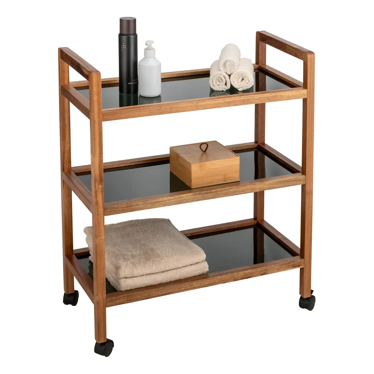 Wenko Fondi Rolling Rack - 3 Tiers - Black & Natural product thumbnail 3