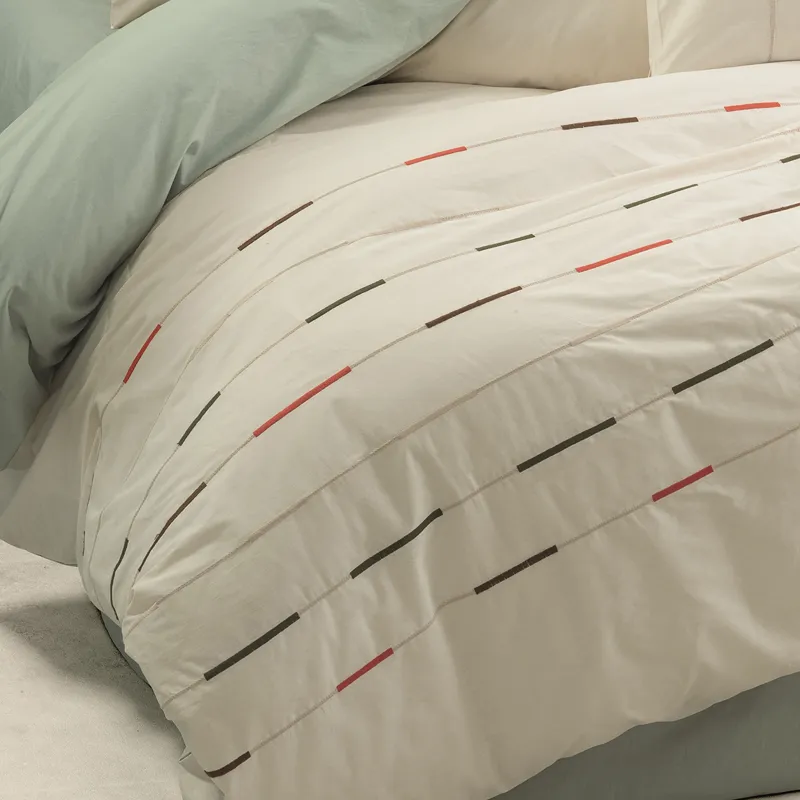 Nova Home Ivory Printed Duvet Cover Set - 100% Cotton - King & Super King - 4 Pcs - Mint product thumbnail 2