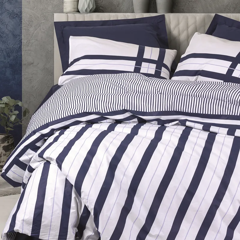 Nova Home Nifty Printed Duvet Cover Set - 100% Cotton - Navy Blue (Available In Sizes) product thumbnail 2