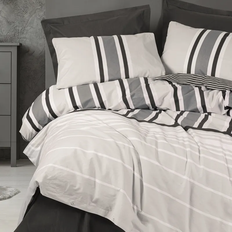 Nova Home Nobby Printed Duvet Cover Set - 100% Cotton - Anthracite (Available In Sizes) product thumbnail 2