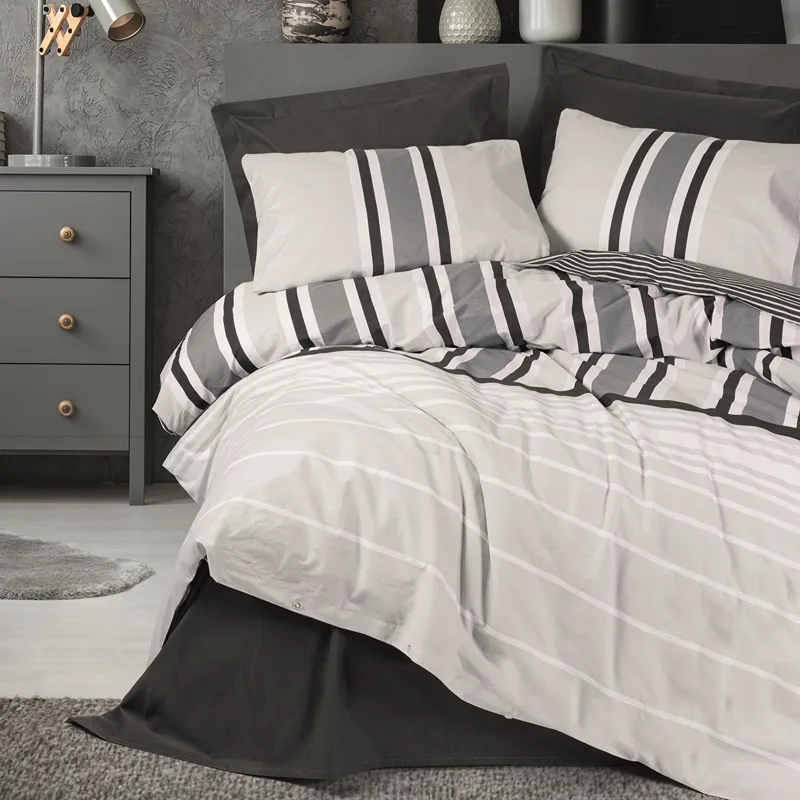 Nova Home Nobby Printed Duvet Cover Set - 100% Cotton - Anthracite (Available In Sizes) product thumbnail 4