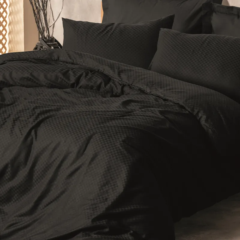 Nova Home Plaid Duvet Cover Set - 100% Cotton - Black (Available In Sizes) product thumbnail 2