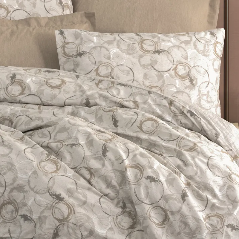 Nova Home Moil Minimal Printed Duvet Cover Set - 100% Cotton - King & Super King - 4 Pcs - Beige product thumbnail 2