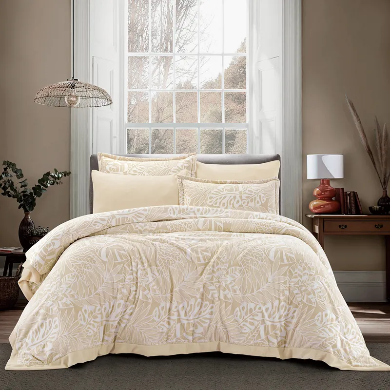 Nova Home Zante Winter Jacquard Flannel Comforter Set - 6 Pcs - King/Super King - Beige product thumbnail 4