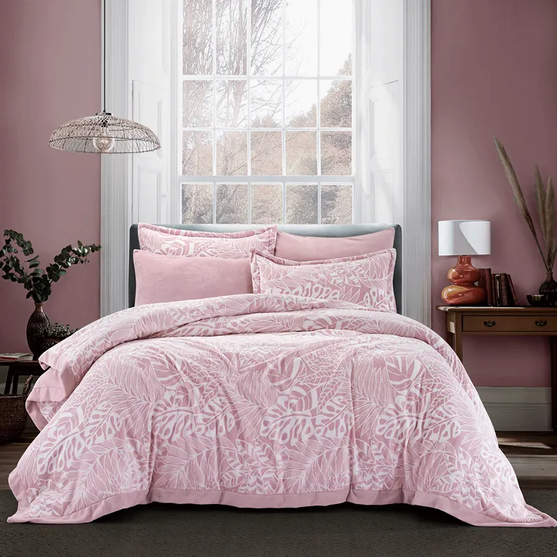 Nova Home Zante Winter Jacquard Flannel Comforter Set - 6 Pcs - King/Super King - Pink product thumbnail 4