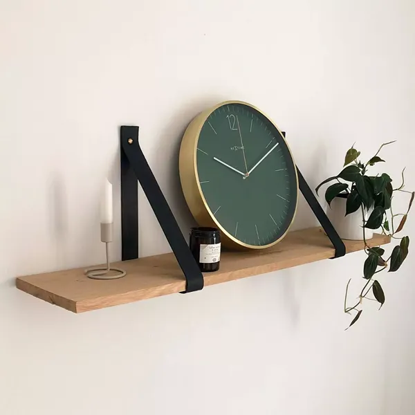 Nextime Essential Gold Glass & Metal Wall Clock - 34 Cm - Green product thumbnail 2