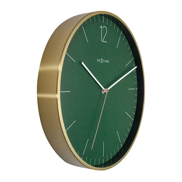 Nextime Essential Gold Glass & Metal Wall Clock - 34 Cm - Green product thumbnail 3