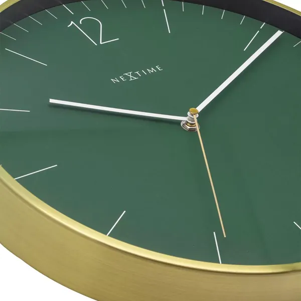 Nextime Essential Gold Glass & Metal Wall Clock - 34 Cm - Green product thumbnail 5