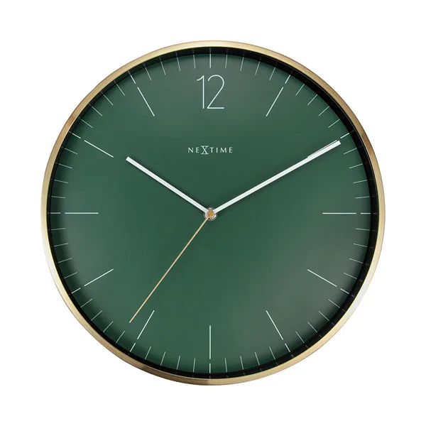 Nextime Essential Gold Glass & Metal Wall Clock - 34 Cm - Green product thumbnail 4