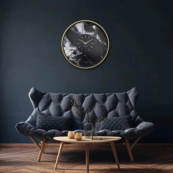 Nextime Marble DuoAluminium Large Wall Clock - 48 Cm - Black & Gold product thumbnail 2