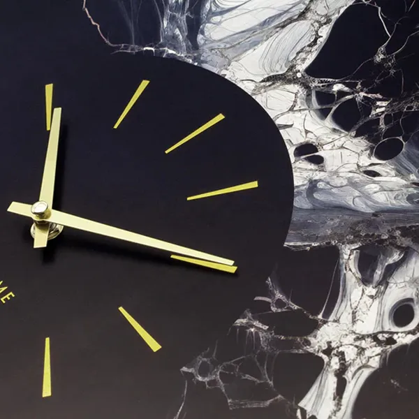 Nextime Marble DuoAluminium Large Wall Clock - 48 Cm - Black & Gold product thumbnail 3