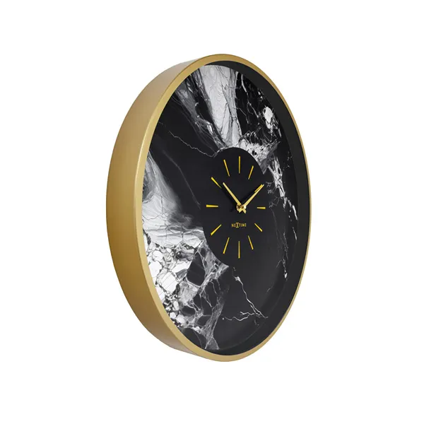 Nextime Marble DuoAluminium Large Wall Clock - 48 Cm - Black & Gold product thumbnail 4