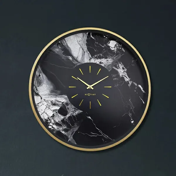 Nextime Marble DuoAluminium Large Wall Clock - 48 Cm - Black & Gold product thumbnail 5