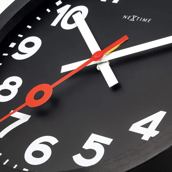 Nextime "Station All Black" Anodized Aluminium Wall Clock - 35 Cm - Black product thumbnail 3
