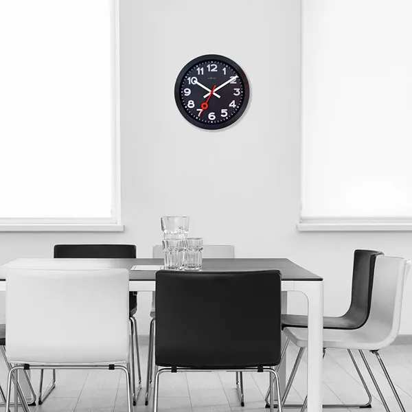 Nextime "Station All Black" Anodized Aluminium Wall Clock - 35 Cm - Black product thumbnail 4