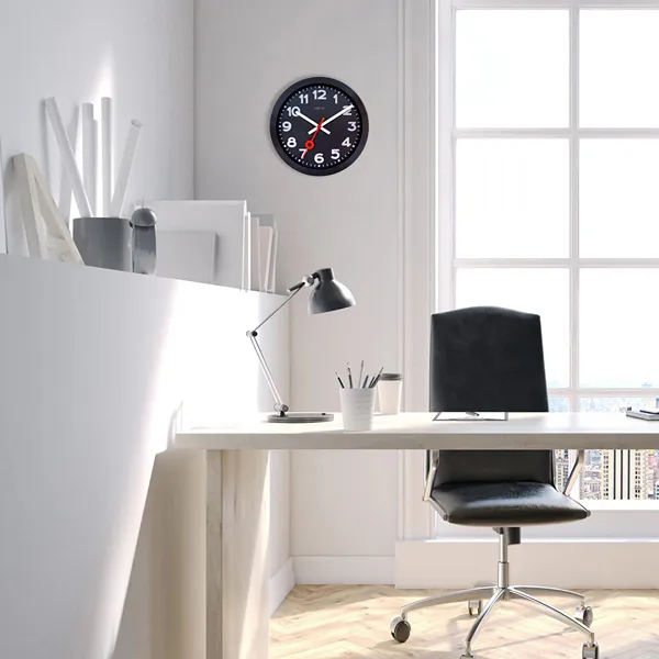 Nextime "Station All Black" Anodized Aluminium Wall Clock - 35 Cm - Black product thumbnail 5