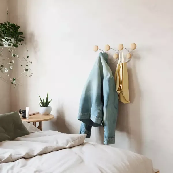 Umbra "Dotsy" 7 Wall Hook - Wood - White & Beige product thumbnail 2
