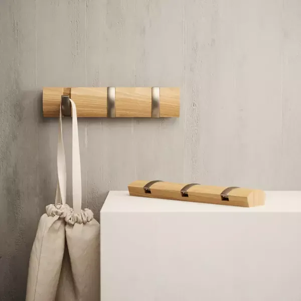 Umbra Flip 3 Hooks Wall Rail - Natural product thumbnail 3