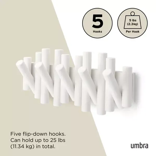 Umbra Picket Rail 5 Hook Coat Rack - White product thumbnail 4