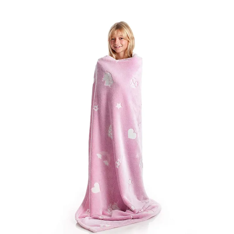 Kanguru Glow Unicorn Kids' Plaid - 130x150 Cm - Pink product thumbnail 2