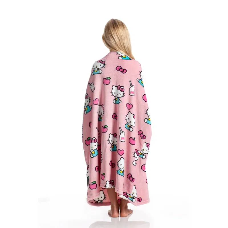 Kanguru Momonga Hello Kitty Kids' Wearable Blanket - 80x90 Cm - Pink product thumbnail 3