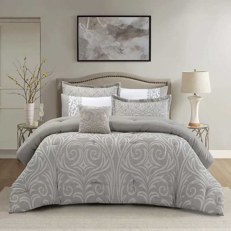 Nova Home Clark Jacquard Comforter Set - King & Super King - 7 Pcs - Taupe product thumbnail 2