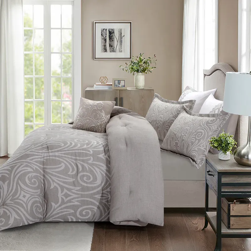 Nova Home Clark Jacquard Comforter Set - King & Super King - 7 Pcs - Taupe product thumbnail 3