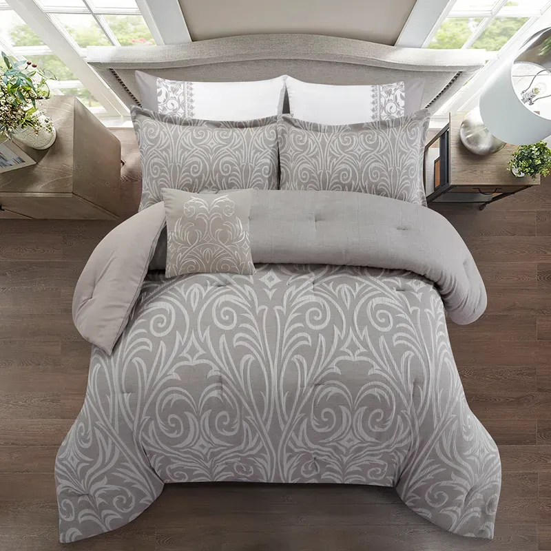 Nova Home Clark Jacquard Comforter Set - King & Super King - 7 Pcs - Taupe product thumbnail 7