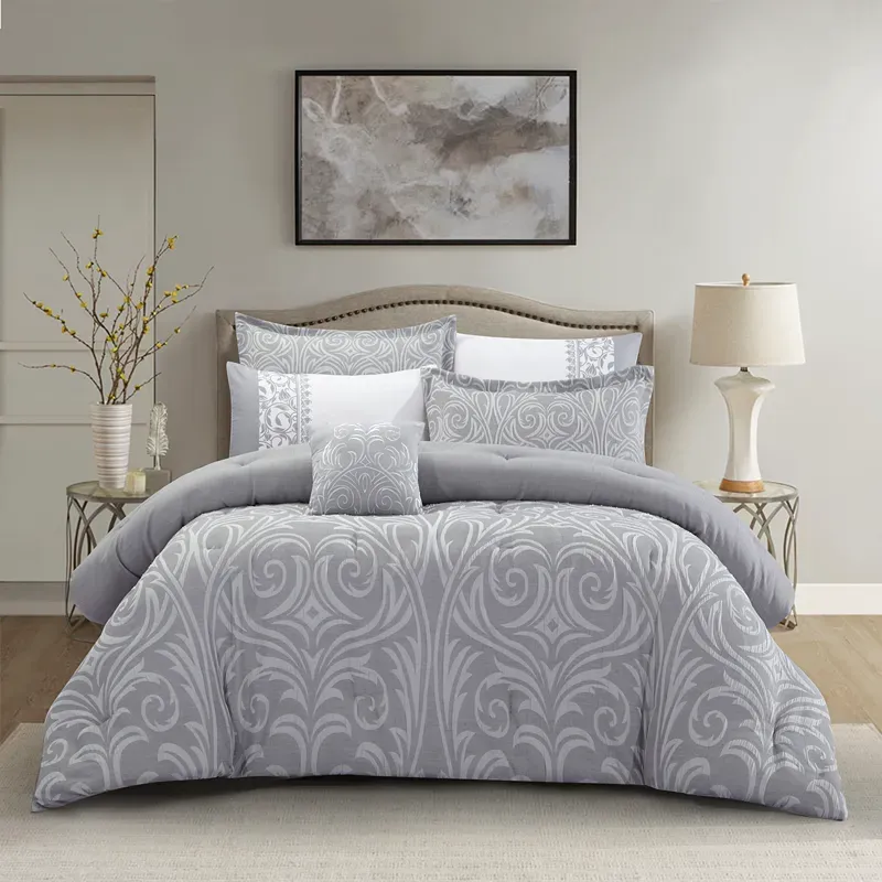 Nova Home Clark Jacquard Comforter Set - King & Super King - 7 Pcs - Grey product thumbnail 2