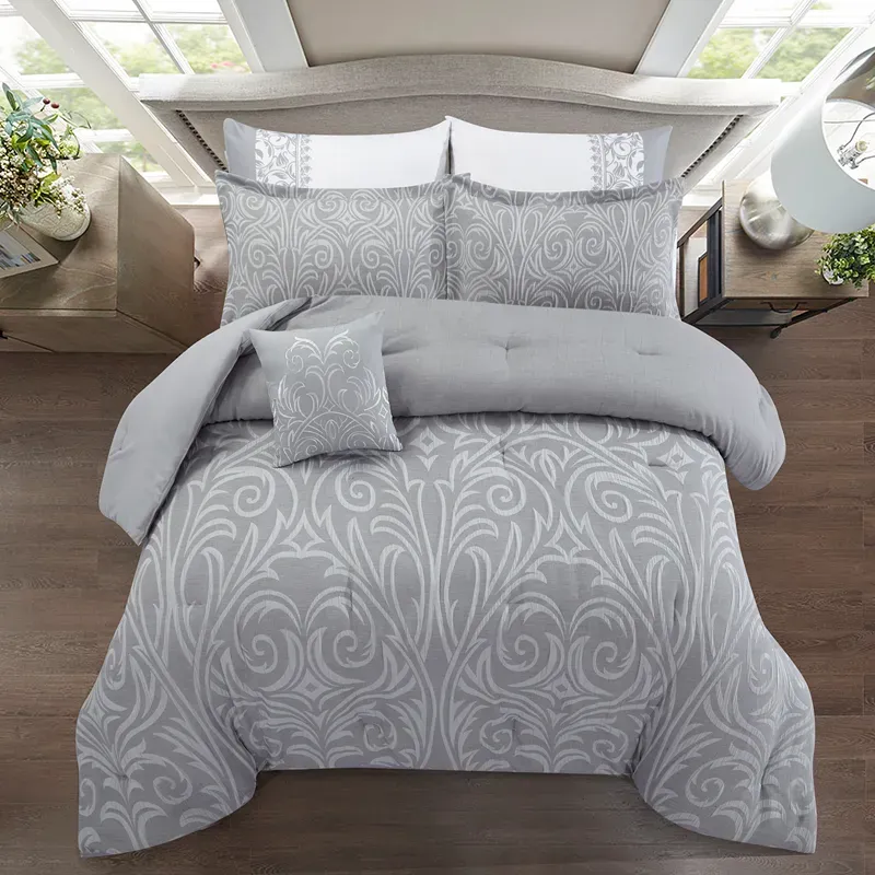 Nova Home Clark Jacquard Comforter Set - King & Super King - 7 Pcs - Grey product thumbnail 7