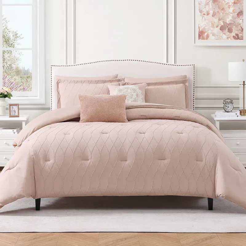 Nova Home Matrix Crinkled Summer Comforter Set - Pink (Available In Sizes) product thumbnail 2