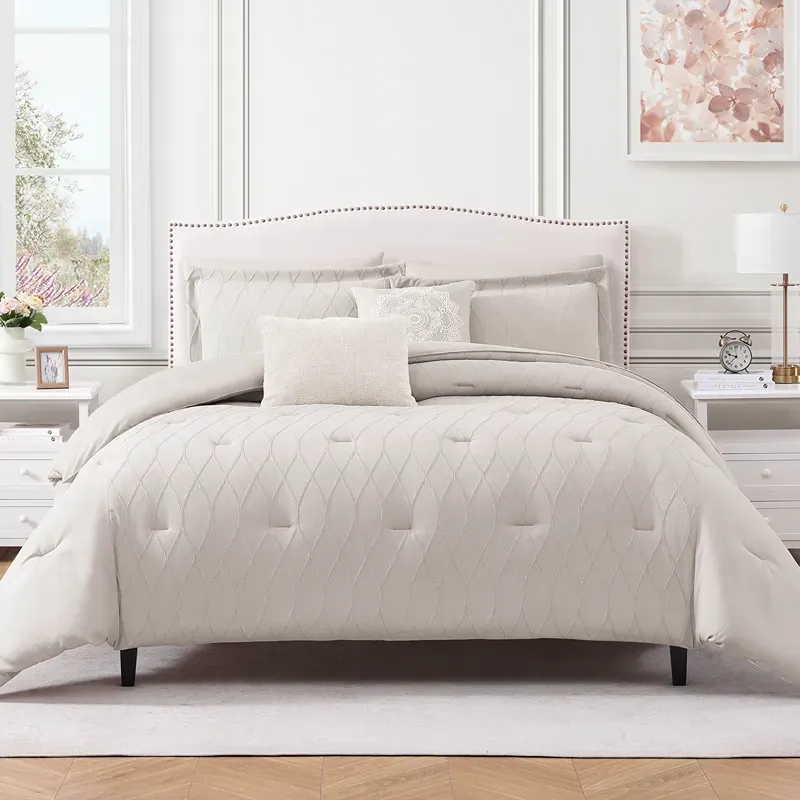 Nova Home Matrix Crinkled Summer Comforter Set - Beige (Available In Sizes) product thumbnail 2
