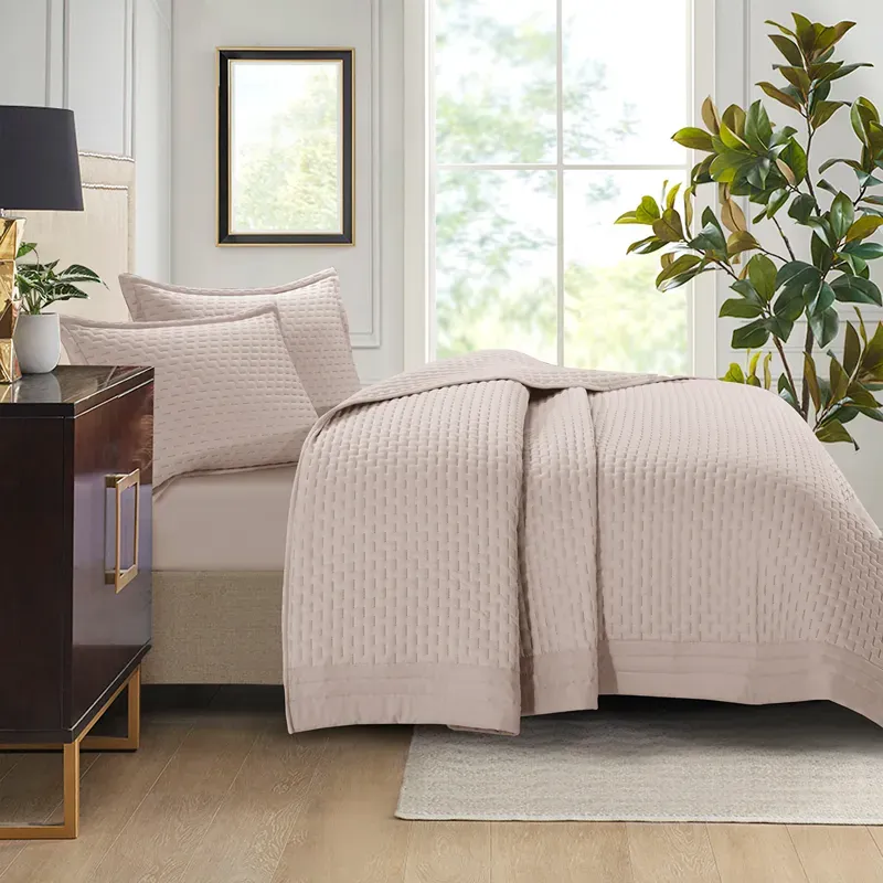 Nova Home Sonic Pre Washed Summer Bed Spread Set - Taupe (Available In Sizes) product thumbnail 3