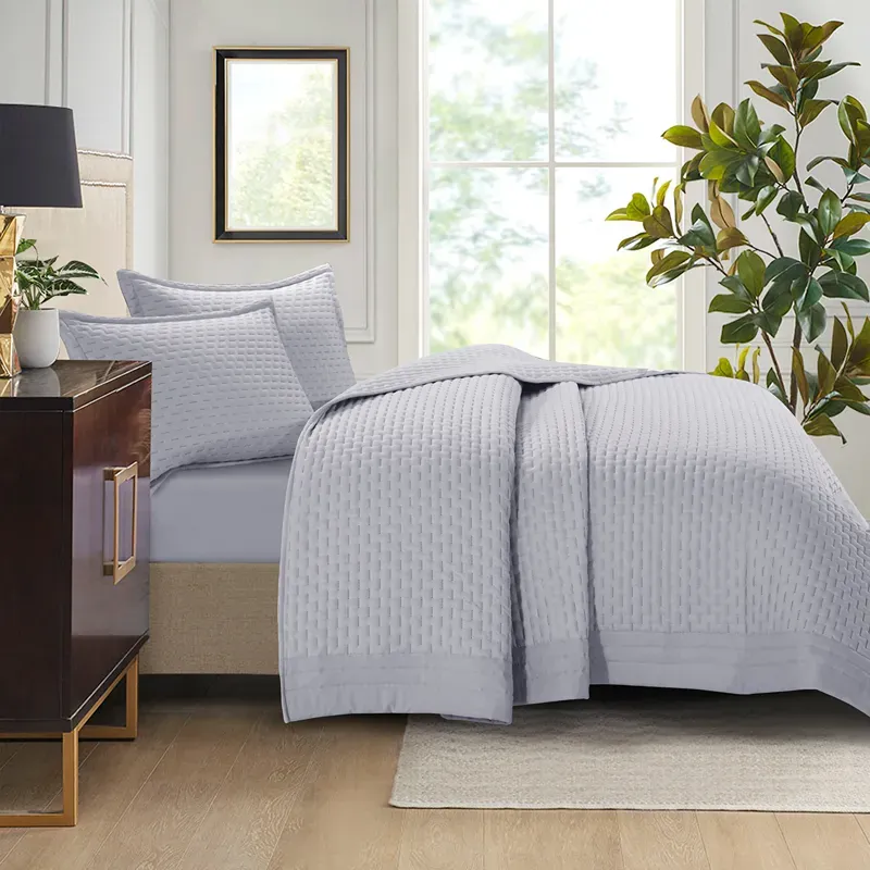 Nova Home Sonic Pre Washed Summer Bed Spread Set - Grey (Available In Sizes) product thumbnail 3
