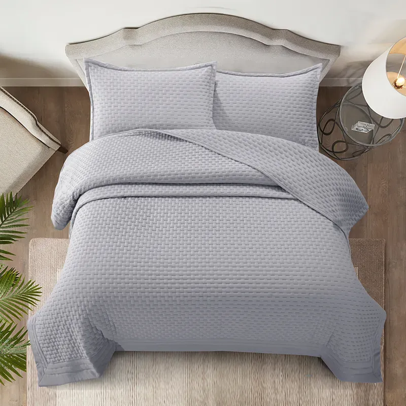 Nova Home Sonic Pre Washed Summer Bed Spread Set - Grey (Available In Sizes) product thumbnail 9