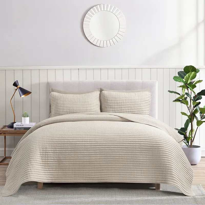 Nova Home Aurelia Pre Washed Summer Bed Spread Set - Beige (Available In Sizes) product thumbnail 2