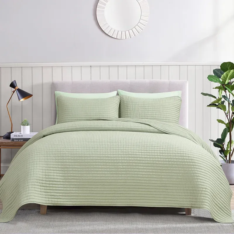 Nova Home Aurelia Pre Washed Summer Bed Spread Set - Green (Available In Sizes) product thumbnail 2