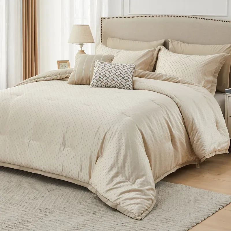 Nova Home Galileo Jacquard Comforter Set - King & Super King - 8 Pcs - Beige product thumbnail 2