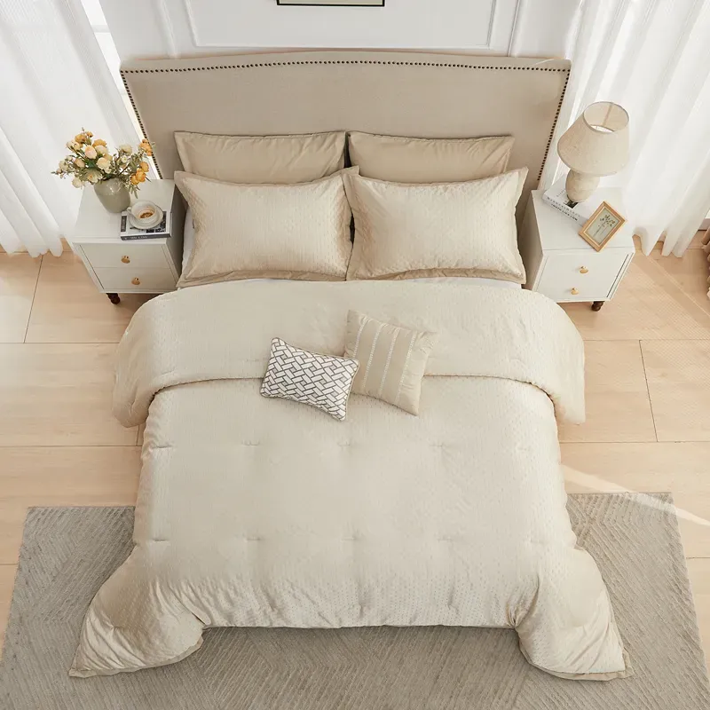 Nova Home Galileo Jacquard Comforter Set - King & Super King - 8 Pcs - Beige product thumbnail 4