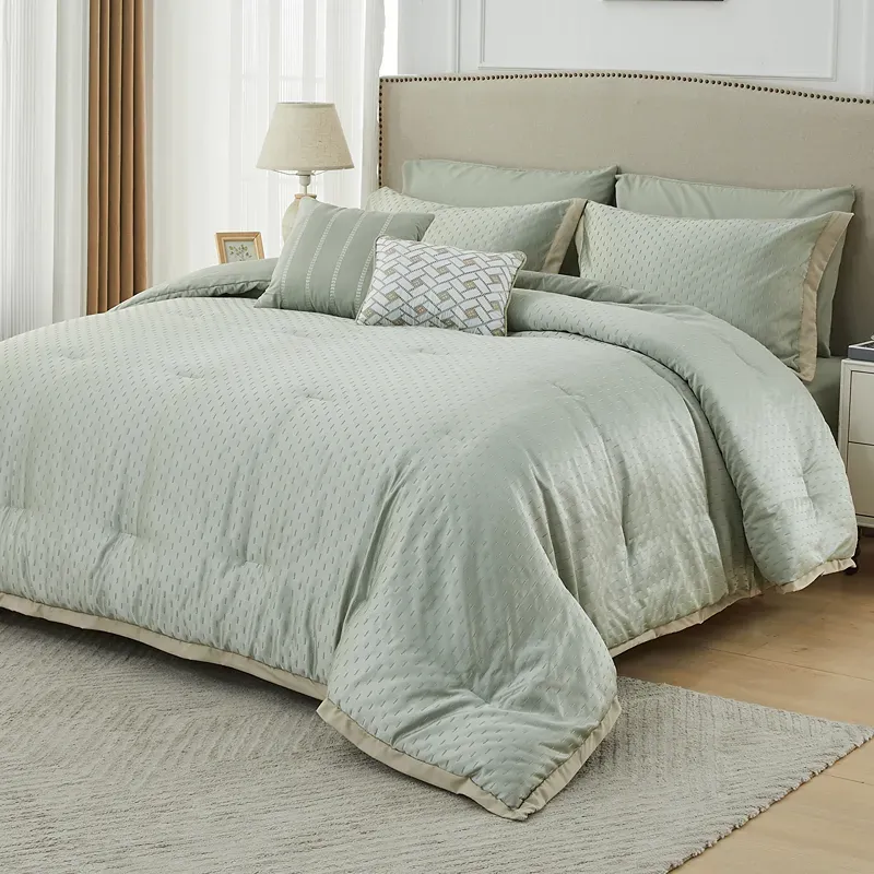 Nova Home Galileo Jacquard Comforter Set - King & Super King - 8 Pcs - Green product thumbnail 2