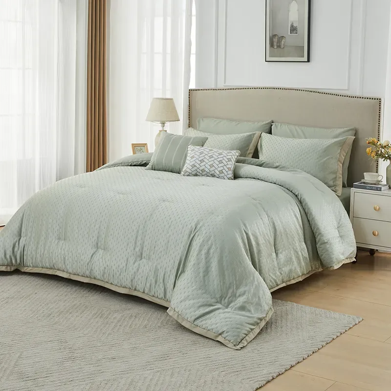 Nova Home Galileo Jacquard Comforter Set - King & Super King - 8 Pcs - Green product thumbnail 4