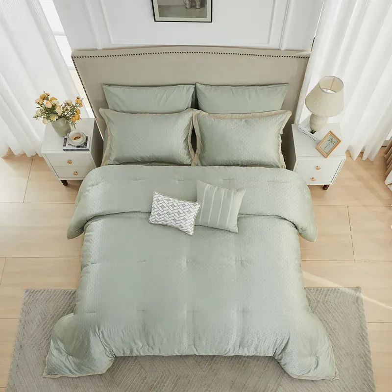 Nova Home Galileo Jacquard Comforter Set - King & Super King - 8 Pcs - Green product thumbnail 3
