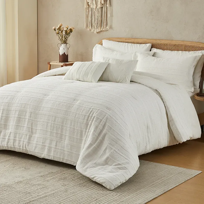 Nova Home Liz Tufted Jacquard Comforter Set - White (Available In Sizes) product thumbnail 2