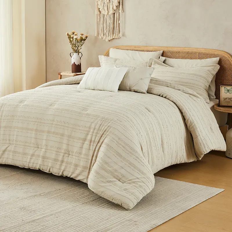 Nova Home Liz Tufted Jacquard Comforter Set - Sand (Available In Sizes) product thumbnail 2