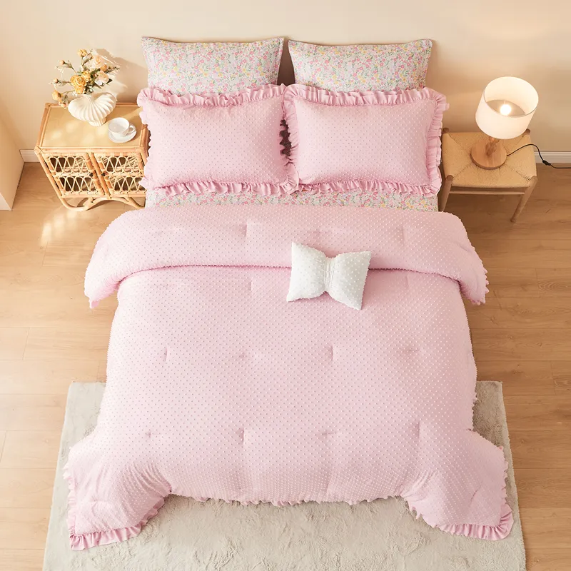 Nova Home Mary Clipped Jacquard Comforter Set - Pink (Available In Sizes) product thumbnail 16
